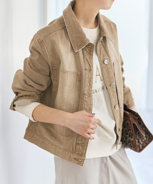 Spick & Span(スピックアンドスパン)の「5 1/2 M-35 JACKET(デニムジャケット・レディース・アイボリー/ベージュ・FREE)」の1枚目の写真