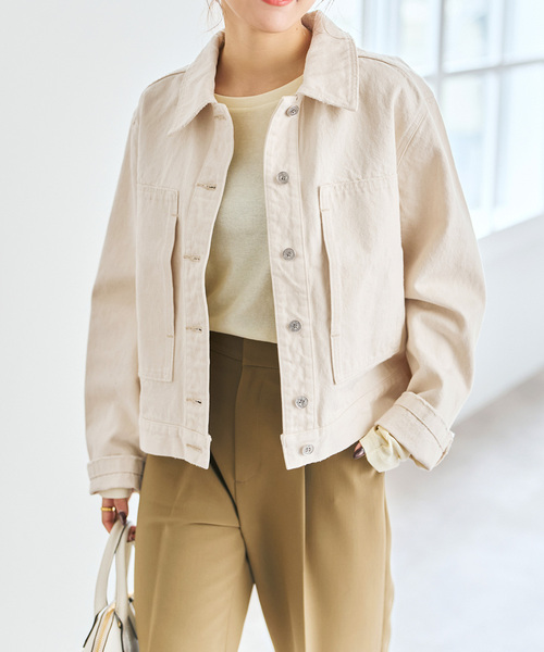 Spick & Span(スピックアンドスパン)の「5 1/2 M-35 JACKET(デニムジャケット・レディース・アイボリー/ベージュ・FREE)」の6枚目の写真