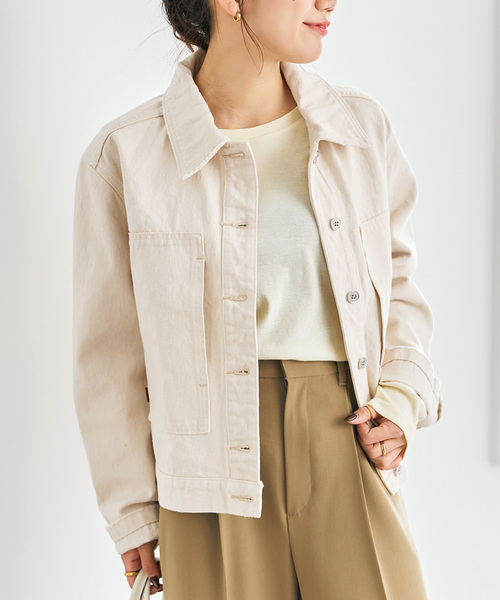 Spick & Span(スピックアンドスパン)の「5 1/2 M-35 JACKET(デニムジャケット・レディース・アイボリー/ベージュ・FREE)」の7枚目の写真