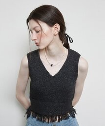 L3 FRINGE KNIT BUSTIER(BLACK)