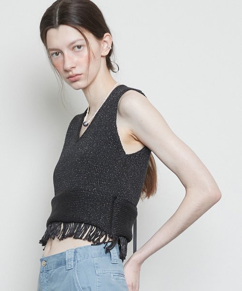 LARTIGENT(ラーティゼン)の「L3 FRINGE KNIT BUSTIER(BLACK)(ベスト・レディース・その他・FREE)」の2枚目の写真