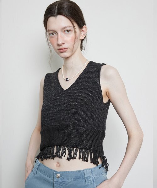 LARTIGENT(ラーティゼン)の「L3 FRINGE KNIT BUSTIER(BLACK)(ベスト・レディース・その他・FREE)」の4枚目の写真