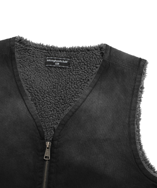 NICE GHOST CLUB(ナイスゴーストクラブ)の「COTTON WASHED VEST_BLACK(NG2DFUB990A)(ベスト・レディース・ブラック・M/S/L)」の3枚目の写真