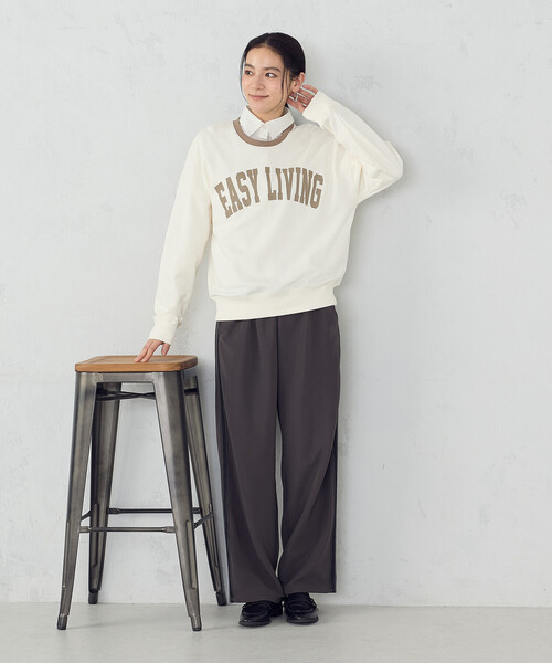 COMME CA ISM（コムサイズム）の「ロゴ裏毛トレーナー（スウェット・レディース・オフホワイト/グレー・SMALL/X-LARGE/LARGE/MEDIUM）」の4枚目の写真