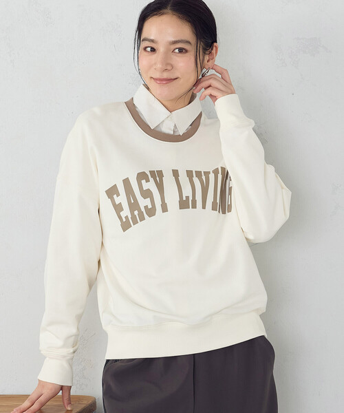 COMME CA ISM（コムサイズム）の「ロゴ裏毛トレーナー（スウェット・レディース・オフホワイト/グレー・SMALL/X-LARGE/LARGE/MEDIUM）」の6枚目の写真