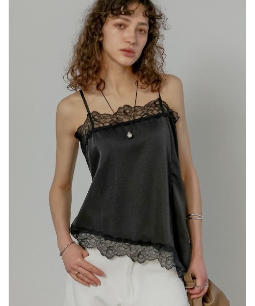 Re:EDIT（リエディ）の「[2026S/S COLLECTION]サテンレースキャミソール（キャミソール・レディース・ブラック/アイボリー・MEDIUM/LARGE）」の6枚目の写真