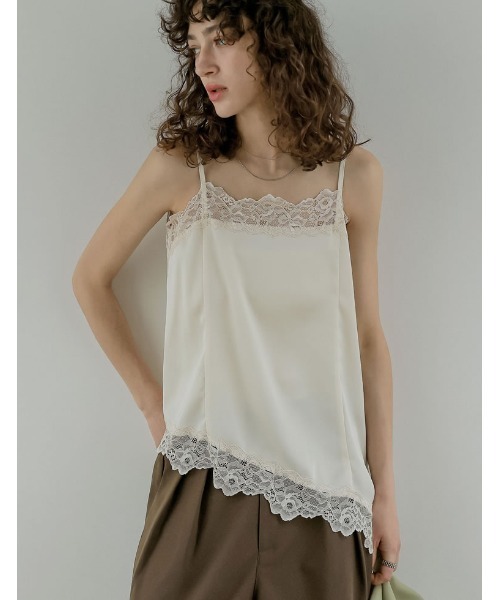 Re:EDIT（リエディ）の「[2026S/S COLLECTION]サテンレースキャミソール（キャミソール・レディース・ブラック/アイボリー・MEDIUM/LARGE）」の7枚目の写真