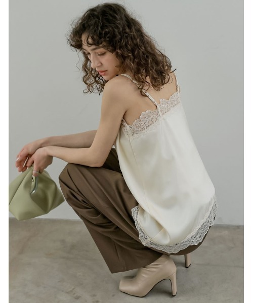 Re:EDIT（リエディ）の「[2026S/S COLLECTION]サテンレースキャミソール（キャミソール・レディース・ブラック/アイボリー・MEDIUM/LARGE）」の9枚目の写真