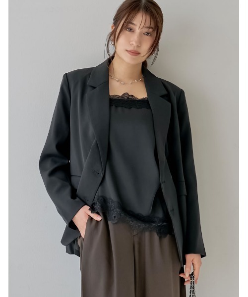 Re:EDIT（リエディ）の「[2026S/S COLLECTION]サテンレースキャミソール（キャミソール・レディース・ブラック/アイボリー・MEDIUM/LARGE）」の21枚目の写真