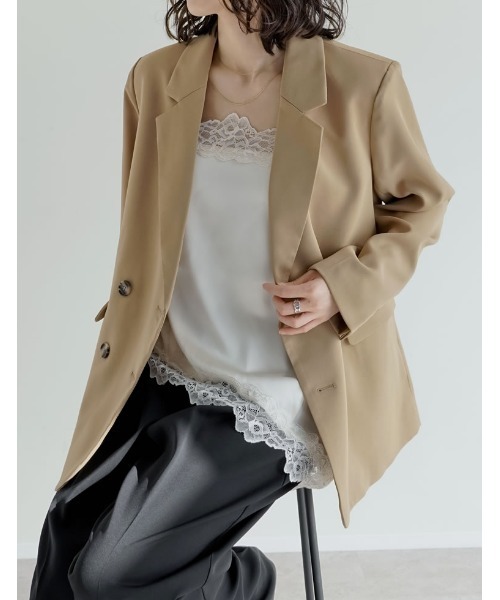 Re:EDIT（リエディ）の「[2026S/S COLLECTION]サテンレースキャミソール（キャミソール・レディース・ブラック/アイボリー・MEDIUM/LARGE）」の19枚目の写真