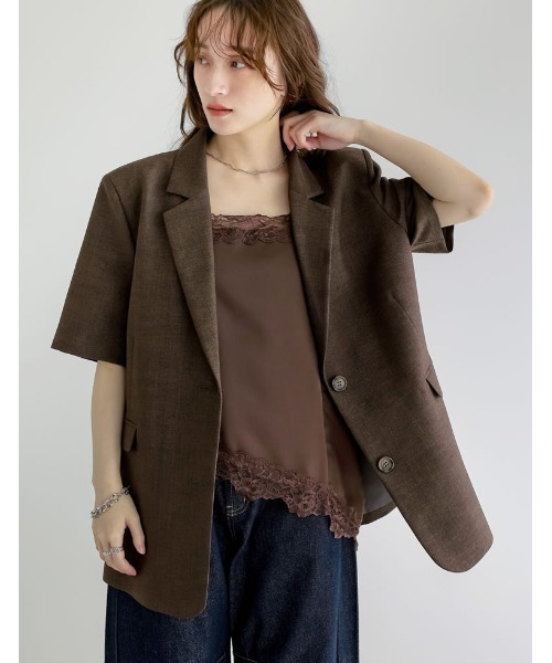 Re:EDIT（リエディ）の「[新色追加][2026S/S COLLECTION]サテンレースキャミソール（キャミソール・レディース・ブラック/アイボリー/ブラウン・MEDIUM/LARGE）」の10枚目の写真