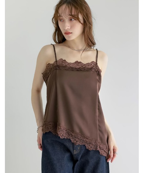 Re:EDIT（リエディ）の「[新色追加][2026S/S COLLECTION]サテンレースキャミソール（キャミソール・レディース・ブラック/アイボリー/ブラウン・MEDIUM/LARGE）」の13枚目の写真