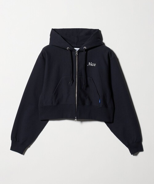 NICE WEATHER（ナイスウェザー）の「＜NICE WEATHER＞ウィメンズ ジップクロップドパーカ 2（スウェット・レディース・ライトピンク/ネイビー/ライトグレー・FREE）」の3枚目の写真