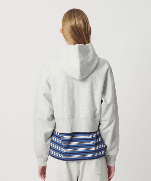 NICE WEATHER（ナイスウェザー）の「＜NICE WEATHER＞ウィメンズ ジップクロップドパーカ 2（スウェット・レディース・ライトピンク/ネイビー/ライトグレー・FREE）」の10枚目の写真