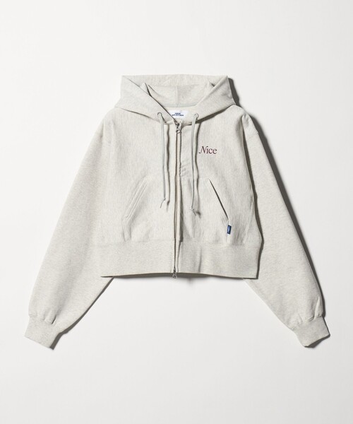 NICE WEATHER（ナイスウェザー）の「＜NICE WEATHER＞ウィメンズ ジップクロップドパーカ 2（スウェット・レディース・ライトピンク/ネイビー/ライトグレー・FREE）」の11枚目の写真