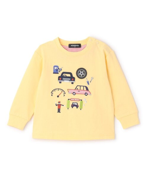 kladskap（クレードスコープ）の「乗り物アップリケ長袖Tシャツ（Tシャツ/カットソー・キッズ・クリーム/エメラルド・80ｃｍ/90cm/100cm/110cm/120cm/130cm）」の2枚目の写真