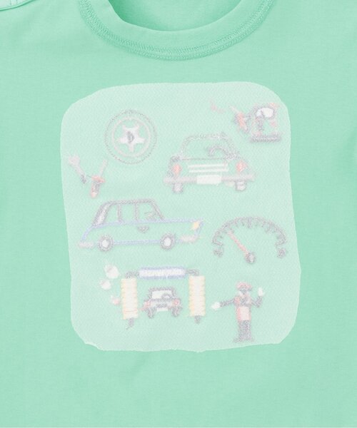 kladskap（クレードスコープ）の「乗り物アップリケ長袖Tシャツ（Tシャツ/カットソー・キッズ・クリーム/エメラルド・80ｃｍ/90cm/100cm/110cm/120cm/130cm）」の5枚目の写真