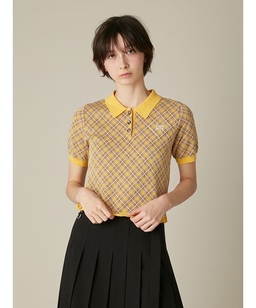 FURFUR(ファーファー)の「チェックジャガードニットポロ(ニット/セーター・レディース・グレー/ブルー/イエロー・F)」の9枚目の写真