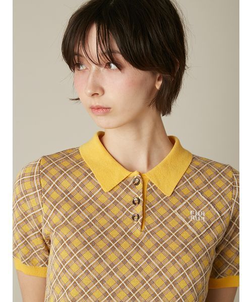 FURFUR(ファーファー)の「チェックジャガードニットポロ(ニット/セーター・レディース・グレー/ブルー/イエロー・F)」の11枚目の写真