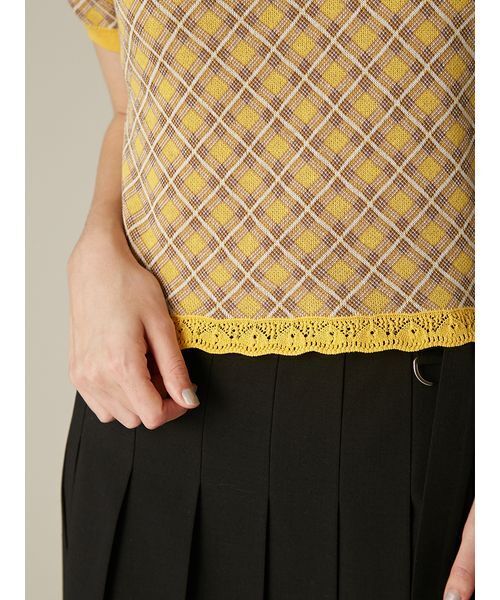 FURFUR(ファーファー)の「チェックジャガードニットポロ(ニット/セーター・レディース・グレー/ブルー/イエロー・F)」の12枚目の写真