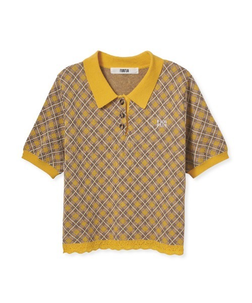 FURFUR(ファーファー)の「チェックジャガードニットポロ(ニット/セーター・レディース・グレー/ブルー/イエロー・F)」の14枚目の写真