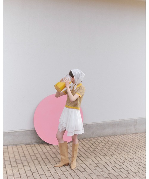 FURFUR(ファーファー)の「チェックジャガードニットポロ(ニット/セーター・レディース・グレー/ブルー/イエロー・F)」の6枚目の写真