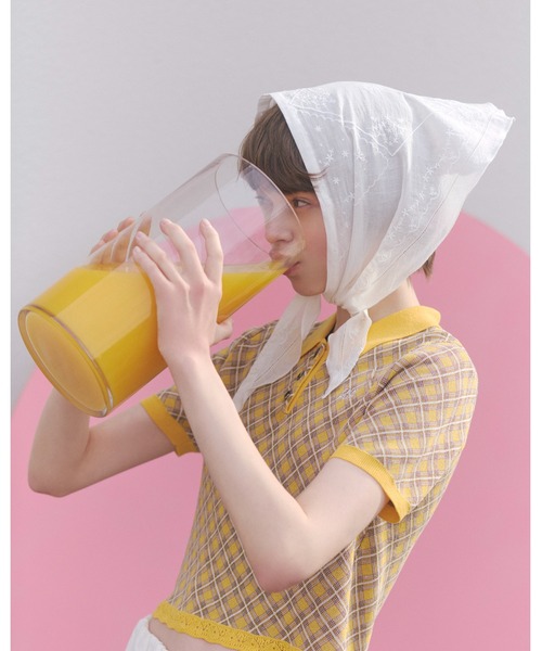 FURFUR(ファーファー)の「チェックジャガードニットポロ(ニット/セーター・レディース・グレー/ブルー/イエロー・F)」の7枚目の写真