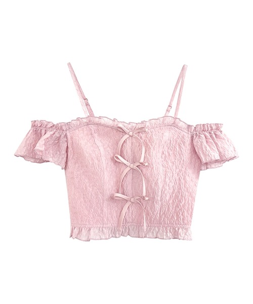 Rose Muse（ロゼミューズ）の「Front ribbon cami tops（その他トップス・レディース・ブラック/ピンク・FREE）」の7枚目の写真