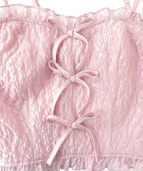 Rose Muse（ロゼミューズ）の「Front ribbon cami tops（その他トップス・レディース・ブラック/ピンク・FREE）」の9枚目の写真