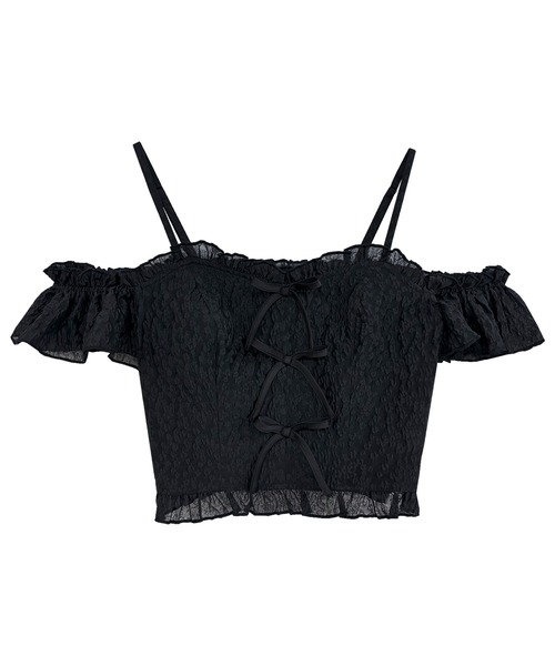 Rose Muse（ロゼミューズ）の「Front ribbon cami tops（その他トップス・レディース・ブラック/ピンク・FREE）」の4枚目の写真