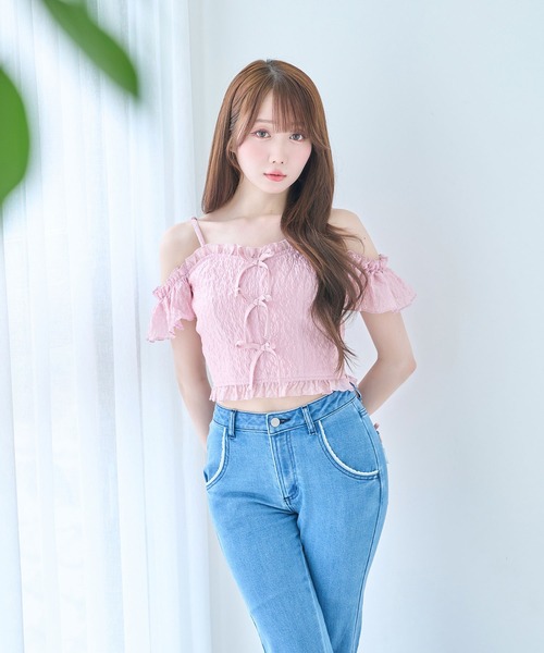 Rose Muse（ロゼミューズ）の「Front ribbon cami tops（その他トップス・レディース・ブラック/ピンク・FREE）」の10枚目の写真