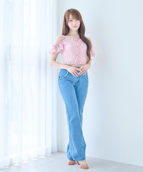 Rose Muse（ロゼミューズ）の「Front ribbon cami tops（その他トップス・レディース・ブラック/ピンク・FREE）」の11枚目の写真