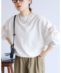 reca | 花柄チュール袖ドッキングプルオーバー(スウェット)