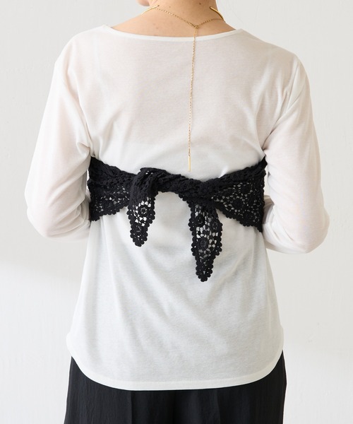 COLLAGE GALLARDAGALANTE（コラージュガリャルダガランテ）の「PAPILLONNER/マルチウェイレースバブーシュカ（バンダナ/スカーフ・レディース・オフホワイト/ブラック・FREE）」の9枚目の写真