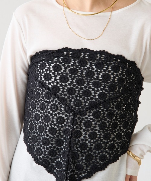 COLLAGE GALLARDAGALANTE（コラージュガリャルダガランテ）の「PAPILLONNER/マルチウェイレースバブーシュカ（バンダナ/スカーフ・レディース・オフホワイト/ブラック・FREE）」の11枚目の写真