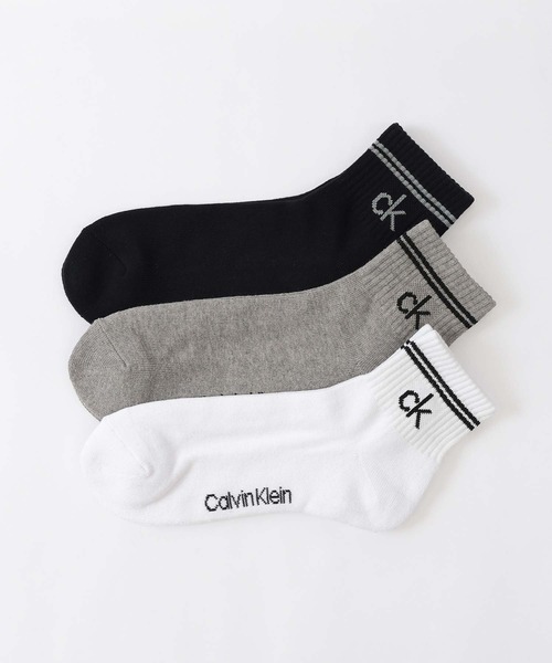 Calvin Klein(カルバン・クライン)の「【3足セット】Calvin Klein メンズ レディース 抗菌防臭 足底パイル ラインソックス 92572503(ソックス/靴下・メンズ・その他1/ブラック・L/M/S)」の2枚目の写真