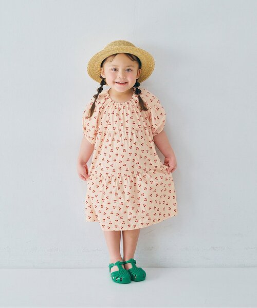 p.premier（ピードットプルミエ）の「イロチ買いしたいパフスリーブワンピース（ワンピース・キッズ・レッド/ピンク/グリーン/ドット/ラベンダー/アイボリー/ブラック・140/130/120/110/100/90/80）」の2枚目の写真