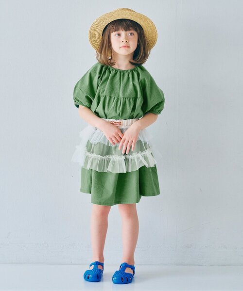 p.premier（ピードットプルミエ）の「イロチ買いしたいパフスリーブワンピース（ワンピース・キッズ・レッド/ピンク/グリーン/ドット/ラベンダー/アイボリー/ブラック・140/130/120/110/100/90/80）」の15枚目の写真