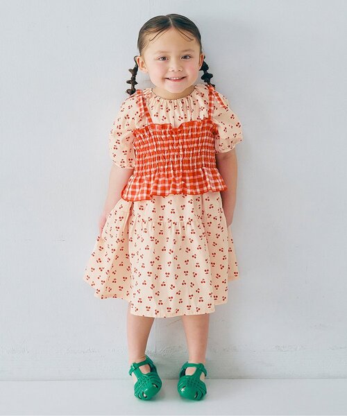 p.premier（ピードットプルミエ）の「イロチ買いしたいパフスリーブワンピース（ワンピース・キッズ・レッド/ピンク/グリーン/ドット/ラベンダー/アイボリー/ブラック・140/130/120/110/100/90/80）」の20枚目の写真