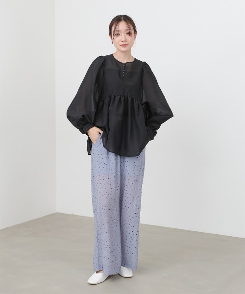 Bab(バブ)の「前後2WAY袖ボリュームリボンブラウス(シャツ/ブラウス・レディース・アイボリー/ライトブルー/ブラック・M)」の12枚目の写真