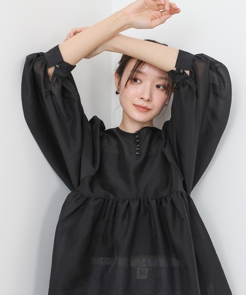 Bab(バブ)の「前後2WAY袖ボリュームリボンブラウス(シャツ/ブラウス・レディース・アイボリー/ライトブルー/ブラック・M)」の11枚目の写真