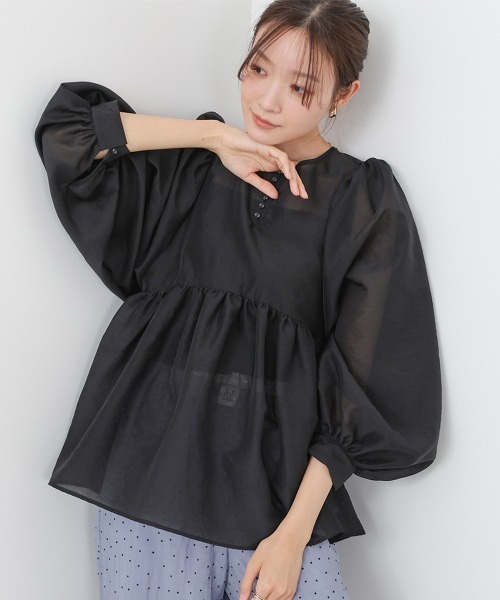 Bab(バブ)の「前後2WAY袖ボリュームリボンブラウス(シャツ/ブラウス・レディース・アイボリー/ライトブルー/ブラック・M)」の8枚目の写真