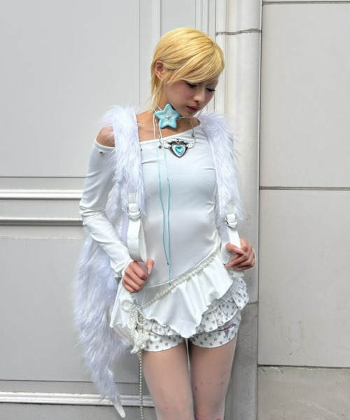 Never mind the XU(ネバーマインドザエックスユー)の「【Never mind the XU】star print skirt pants / 【ネバーマインド ザ エックスユー】スタープリントフリルスカートパンツ <着用動画あり>(その他パンツ・レディース・ピンク/ブラック/ホワイト・S)」の15枚目の写真