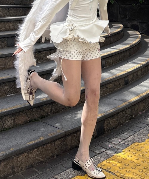 Never mind the XU(ネバーマインドザエックスユー)の「【Never mind the XU】star print skirt pants / 【ネバーマインド ザ エックスユー】スタープリントフリルスカートパンツ <着用動画あり>(その他パンツ・レディース・ピンク/ブラック/ホワイト・S)」の10枚目の写真