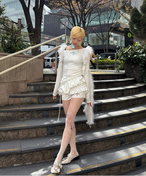 Never mind the XU(ネバーマインドザエックスユー)の「【Never mind the XU】star print skirt pants / 【ネバーマインド ザ エックスユー】スタープリントフリルスカートパンツ <着用動画あり>(その他パンツ・レディース・ピンク/ブラック/ホワイト・S)」の13枚目の写真