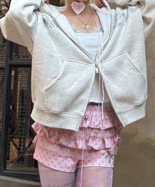 Never mind the XU(ネバーマインドザエックスユー)の「【Never mind the XU】star print skirt pants / 【ネバーマインド ザ エックスユー】スタープリントフリルスカートパンツ <着用動画あり>(その他パンツ・レディース・ピンク/ブラック/ホワイト・S)」の18枚目の写真