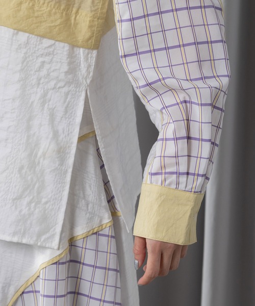 MARECHAL TERRE（マルシャルテル）の「コンビネーションレイヤードシャツ（シャツ/ブラウス・レディース・イエロー/ブラック/オフホワイト/ネイビー・MEDIUM）」の22枚目の写真