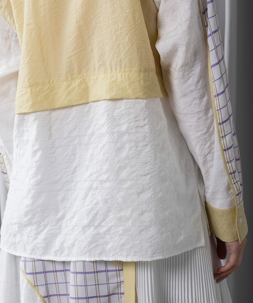 MARECHAL TERRE（マルシャルテル）の「コンビネーションレイヤードシャツ（シャツ/ブラウス・レディース・イエロー/ブラック/オフホワイト/ネイビー・MEDIUM）」の16枚目の写真