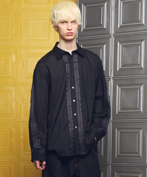 UNISEX》Inside-out Prime-Over Sheer Regular Collar Shirt
