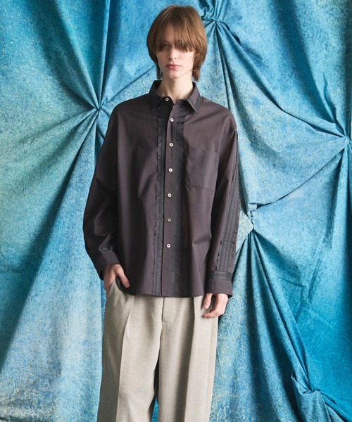 MAISON SPECIAL(メゾンスペシャル)の「《UNISEX》Inside-out Prime-Over Sheer Regular Collar Shirt/インサイドアウトプライムオーバーシアーレギュラーカラーシャツ【MAISON SPECIAL/メゾンスペシャル】(シャツ/ブラウス・メンズ・ライトグリーン/チャコールグレー/ブラック・0/1/2)」の7枚目の写真